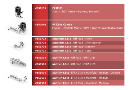 FX K303 - COMBO: ENGINE + MUFFLER 2169 + MANIFOLD - MEDIUM